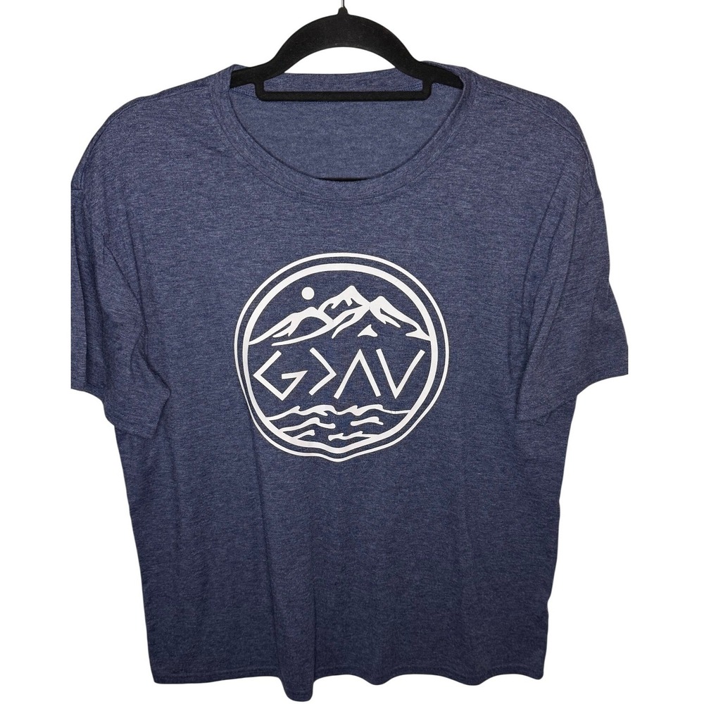 God Is Greater Than The Highs and Lows G ∧∨‎ Graphic-T Shirt Blue Men's Size XL